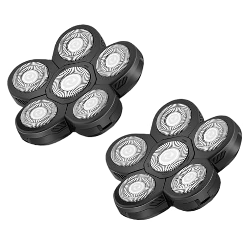6 Blades Head Shaver Replacement Heads,6D Head Shaver Replacement Blades Compatible with Many Brand Bald Shavers for Men,Waterproof,Wet and Dry Use for Home and Travel,2 Pack.