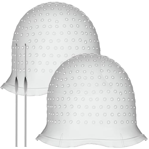 Reusable Silicone Hair Highlight Cap with Hooks - 2 Pack