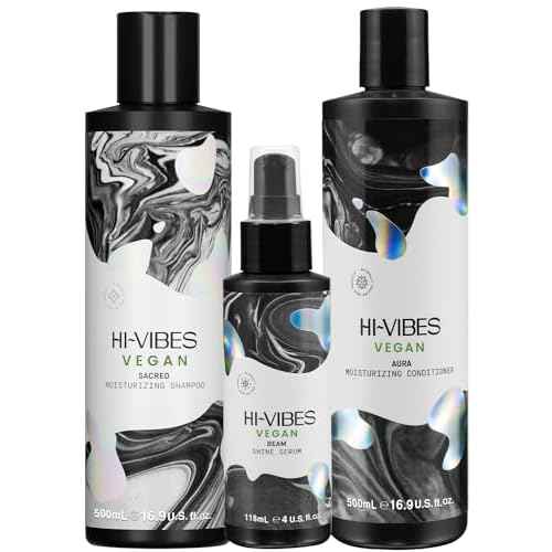 MOEHAIR Hi-Vibes Vegan Shampoo, Conditioner and Serum | Argan Oil Shampoo and Conditioner Set with Anti Frizz Hair Serum | Infused With Avocado, Sunflower, and Coconut Oil | Sulfate and Paraben Free