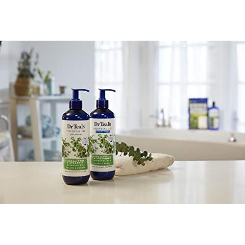 Dr Teal's Eucalyptus Spearmint Volume Bounce Essential Oil Conditioner Sulfate Free, 16 Fl Oz