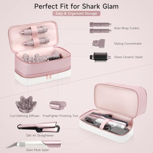 Shark Hair Dryer Travel Case - Double-Layer Storage, Pink