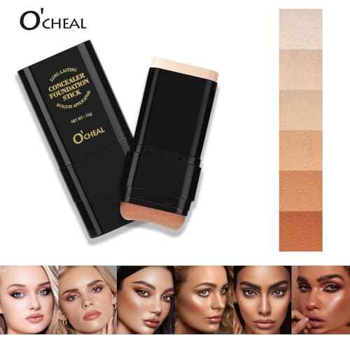 O'CHEAL Face Foundation Contour Stick Long-wear Lightweight Brighten Stick Blemish Contouring Face Concealer Beauty Makeup 04#WHEAT