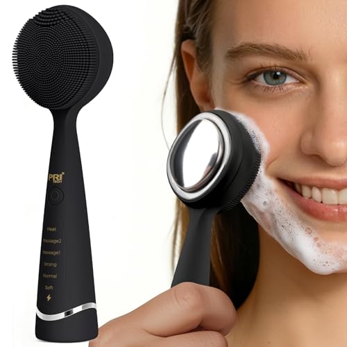 PRITECH Facial Cleansing Brush with Heat & Vibration | Rechargeable