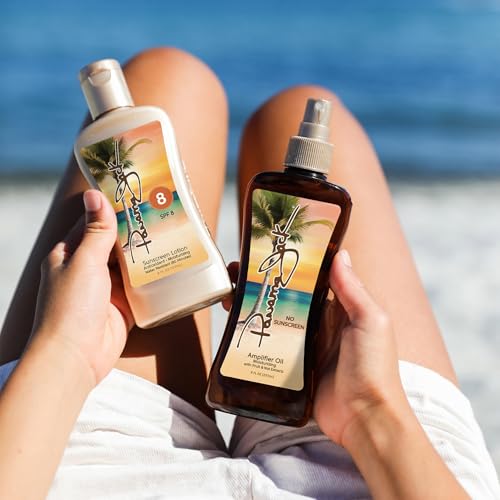 Panama Jack Amplifier Suntan Oil - Contains No Sunscreen Protection (0 SPF), Light Formula with Exotic Oils, Fruit and Nut Extracts, Tropical Fragrance, 8 FL OZ (Pack of 6)