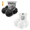 Black and White Bath Loofah Sponge Shower Pouf Mesh Puff Shower Ball for Men and Women