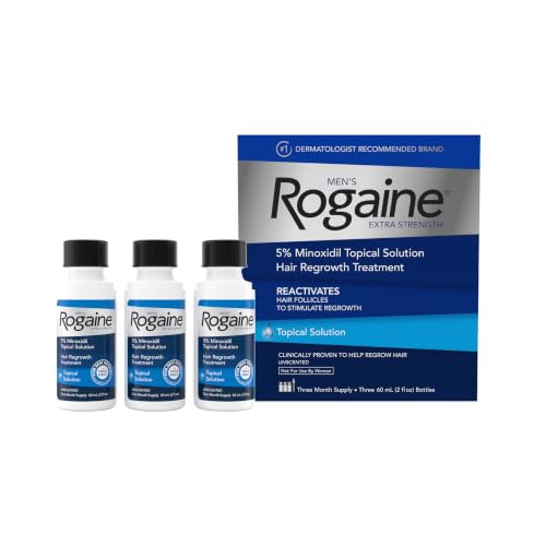 Rogaine Extra Strength 5% Minoxidil Men's Hair Regrowth Solution, 3-Month Supply