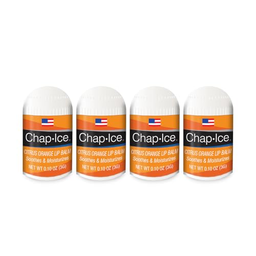 Citrus Flavor - Chap-Ice Mini Lip Balm, 4 count - Made in USA, 0.10 Oz, Push-Up Style, Hydrating Lip Care for Smooth and Soft Lips, Compact Size for Travel, Perfect for Daily Use - 4ct