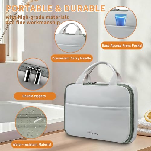Folding Toiletry Bag with Hanging Hook - 3-Layer Waterproof Organizer