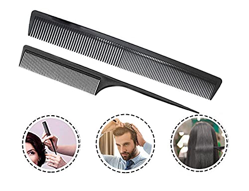 Black Carbon Fiber Teasing Comb - Fine & Wide Tooth Hair Barber Comb - Variation 8