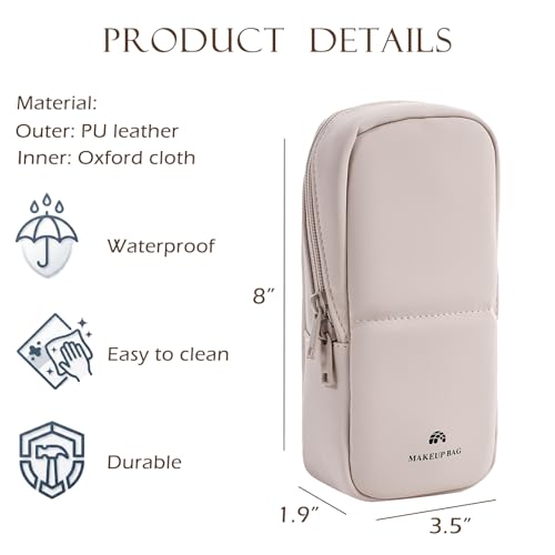 Standing Makeup Brush Bag | Waterproof PU Leather Organizer