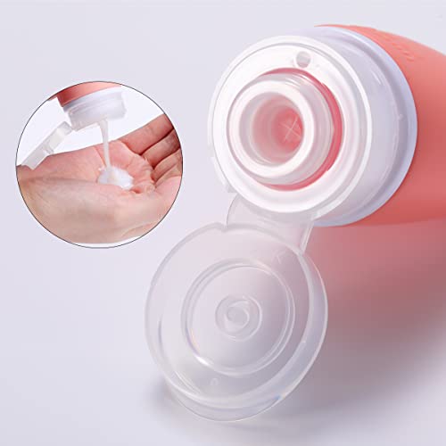 LIYUABU 2oz Leak Proof Silicone Travel Bottles 4 Pack - Yellow Refillable Toiletry Containers