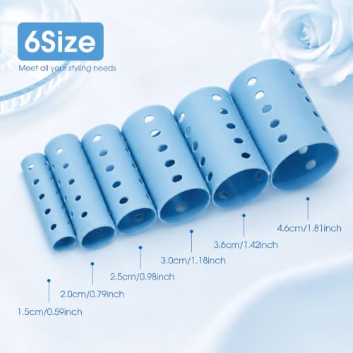 WILLBOND 141 Pcs Plastic Hair Curlers Set with Clips & Pins - Baby Blue