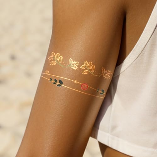 Gold Silver Metallic Temporary Tattoos - 10 Sheet Waterproof