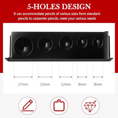 Honoson 5-Hole Cosmetic Pencil Sharpener with Lid - 2 Pack, Black