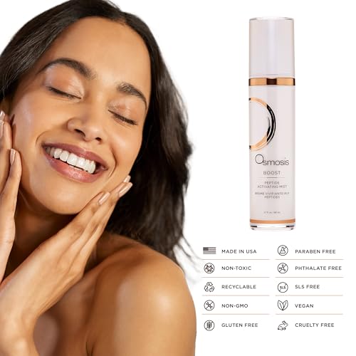 OSMOSIS BOOST Peptide Activating Hydrating Facial Mist with Hyaluronic Acid for Aging, Pigmented, Sensitive and Dry Skin, 2.7 Fl Oz