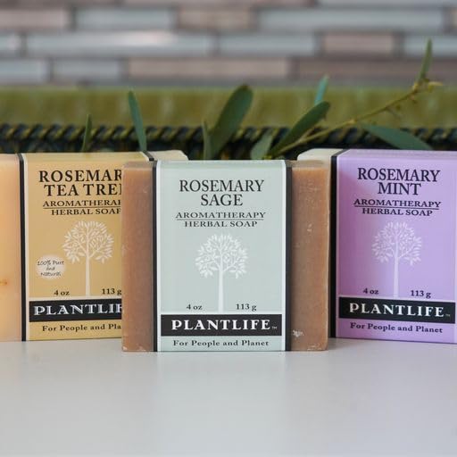 Plantlife Rosemary Tea Tree Bar Soap - Moisturizing and Soothing Soap for Your Skin - Hand Crafted Using Plant-Based Ingredients - Made in California 4oz Bar