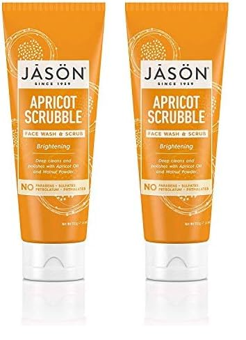 Jason Face Wash & Scrub, Brightening Apricot Scrubble, 4 Oz (Pack of 2)