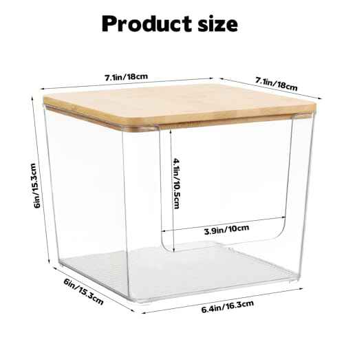 Rainmae Disposable Face Towel Holder, Acrylic Facial Towels Storage Box for XL Clean Skin Club, Upgrade Large Tissue Holder with Bamboo Lid Towel Organizer Container for Bathroom Vanity Countertop