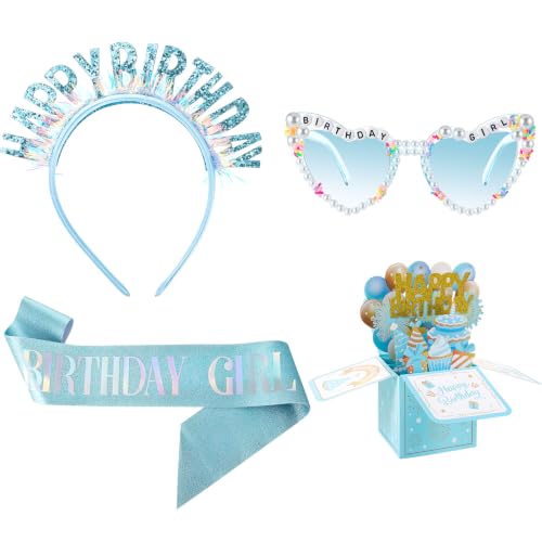 Birthday Girl Sash & Tiara Headband Set - 4 Pc Party Accessories