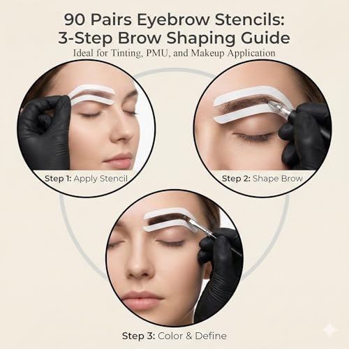 90 Pairs Eyebrow Stencils - 3 Shapes for Women