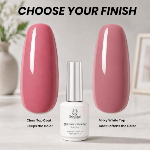 Beetles Milky White Gel Top Coat J-White-1 2-in-1 Glossy Nail Polish Finish