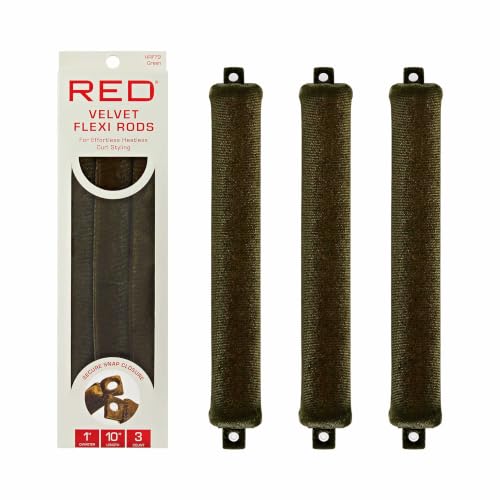 Velvet Flexi Rods Heatless Curlers 1" Green, 3 Count by Red by Kiss
