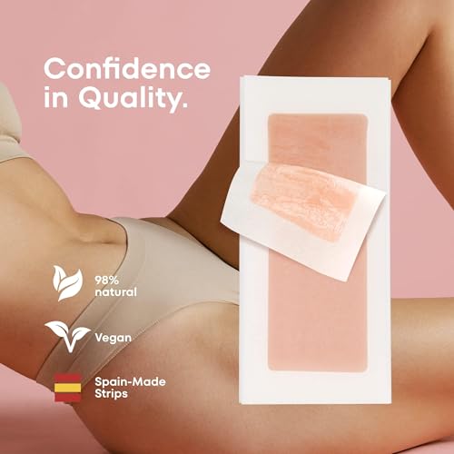 Wax Strips Hair Removal for Women: Natural Home & Travel Brazilian Body Waxing Strip for Bikini Armpit Leg - Vegan & Sensitive Skin Friendly, 40 Ct With Wipes