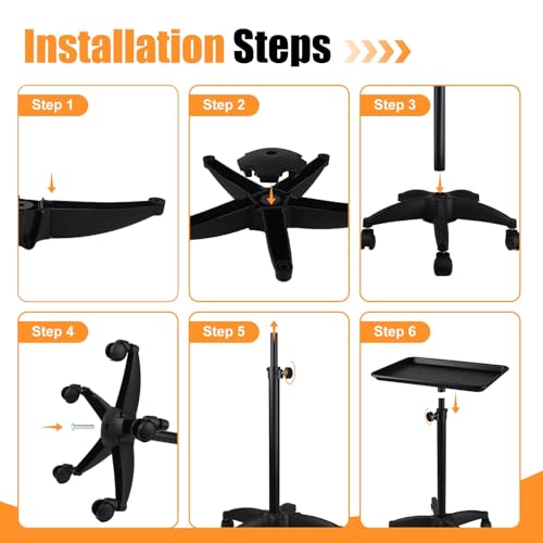 Adjustable Salon Rolling Tray Cart - Professional Tattoo Trolley