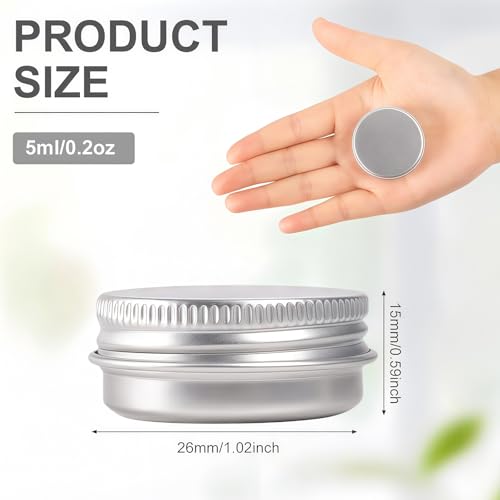 20PCS 5ML 0.17oz Small Ounce Empty Metal Steel Aluminum Jar Tins Cans Slip Slide Bottle Cosmetic Containers Box With Twist Cover For Sample Storage Salves Eye Shadow Make up Lip Balm