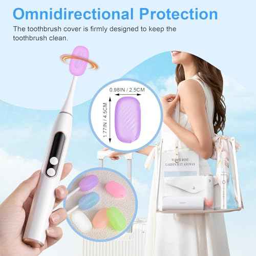 Xixter 12 Pack Silicone Toothbrush Covers for Travel, Tooth Brush Cover Cap for Electric & Manual Toothbrushes Head Covers, Toothbrushes Protector for Kids, Reusable Toothbrush Caps
