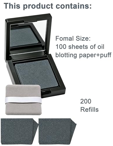 300 Sheets Oil Blotting Paper with Powder & Puff