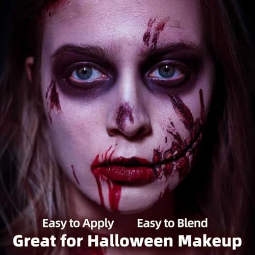 Special Effects SFX Halloween Makeup Kit, Professional Horror SFX Makeup Set with Scar Wax+Bruise Palette+Fake Blood Spray+Realistic Blood Gel for Wounds, for Realistic Zombie, Vampire&Demon