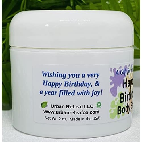 Urban ReLeaf Happy Birthday Body Balm! Fresh Citrus Spice Natural Shea Butter & Essential Oils, Thoughtful Gift! Gender Neutral Unisex Scent, Deeply Moisturizing. Special Present
