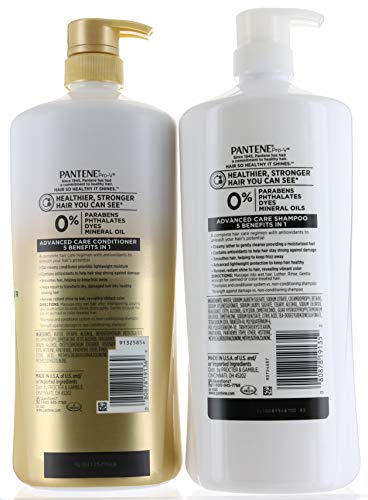 Set Pantene Advanced Care Shampoo and Conditioner 5 in 1 Moisture, Strength, Smoothness, Pro-vitamin B5 Complex 38.2 FL/OZ each - Packaging May Vary