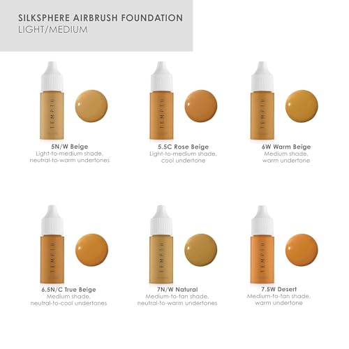 TEMPTU SilkSphere Airbrush Makeup Long-Lasting Medium to Full Coverage, 4-In-1 Formula Foundation, Primer, Conceal & Correct