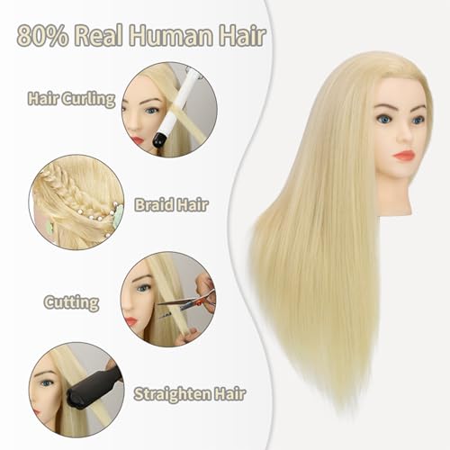 28" Mannequin Head 80% Real Hair Blonde Styling Practice