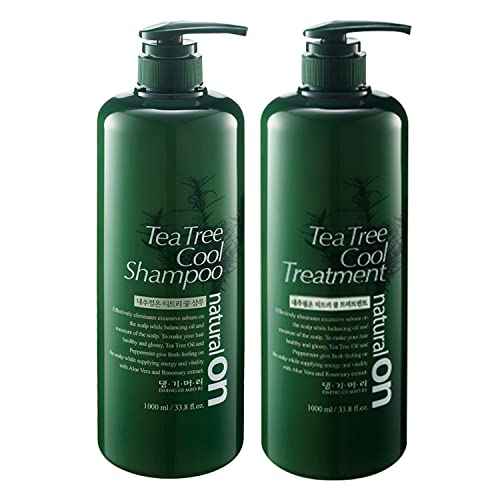 Daeng Gi Meo Ri - Shampoo and Treatment Set with Tea Tree Oil, Aloe Vera, Refreshing Feel for Oily Hair, Moisturizing for Dry Hair, Mild Cleansing Effect, 1000ml