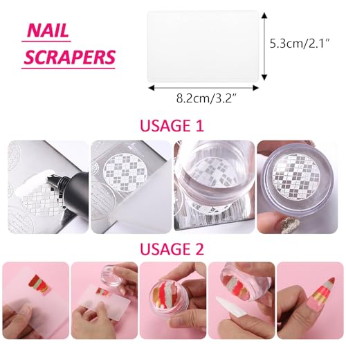 French Tip Nail Stamper Set - 4 Silicone Stamps & Scrapers for Manicure & Nail Art