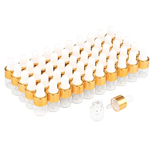 50pcs 1ml Clear Glass Dropper Bottles Essential Oils