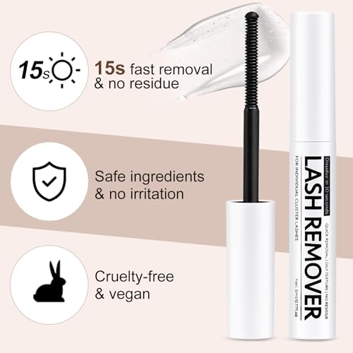 White Eyelash Glue Remover 5ML for Cluster Lashes - Gentle & Fast