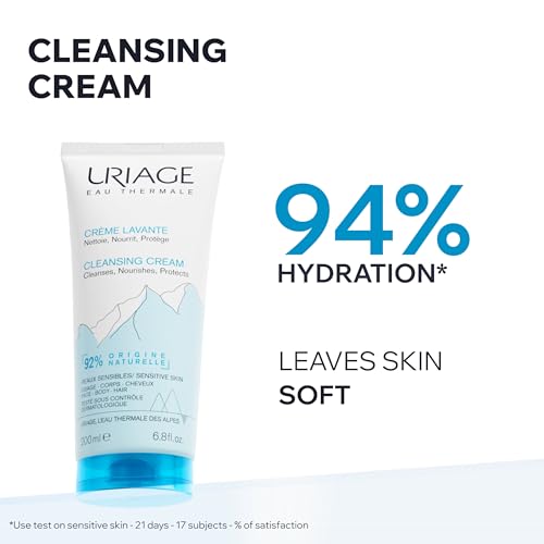 Uriage Cleansing Cream 6.8 fl.oz. | Face & Body Cleanser with 1/3 Nourishing Milk | 2 in 1 Care: Nourishing Shower Cream for all Skin Types, Suitable All the Family - Soap-Free