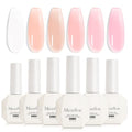 MelodySusie Hema Free Builder Gel Set for Nails Thickening, Nude and Pink, 6PCS 0.5 Fl Oz, Tpo Free, Soak Off UV Extension Gel, Nail Art Design Salon DIY Manicure at Home for Women