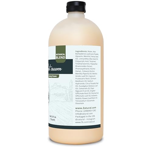Zatural Hemp Hot Cream with Essential Oil Blend, Aloe, Hemp, and More (32oz)