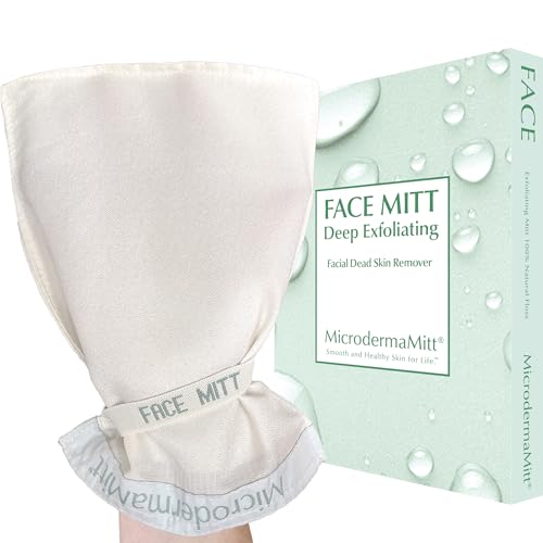 MicrodermaMitt Exfoliating Mitt for Face - Deep Exfoliator Scrub, Face Exfoliant - Revive and Glow, Non-Abrasive Scrubber for Wrinkles, Large Pores, Sun Damage, Uneven Skin Tone - Dead Skin Remover