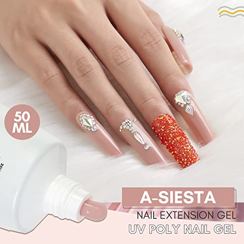 Makartt 50ml Nude Poly Nail Extension Gel & Rhinestone Glue Bundle