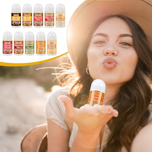 30 Pcs Mini Lip Balms Gift Bulk Assorted Lip Balms Sticks Spf 30 with Sunscreen Lips Care Bag Stuffers Employee Appreciation Gifts Bulk for Staff Teacher Wedding Baby Shower Party Favors