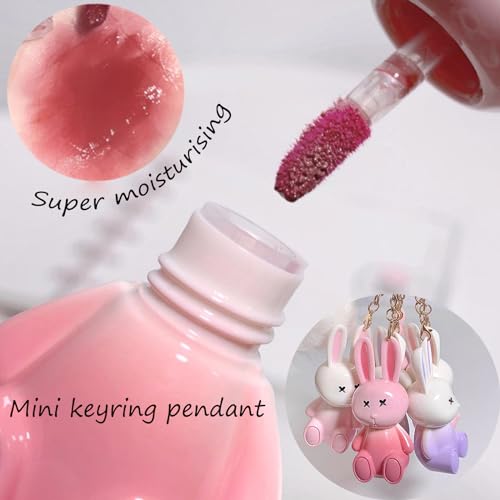 Bunny Keychain Lip Gloss Set - 3pc Hydrating Liquid Lipstick