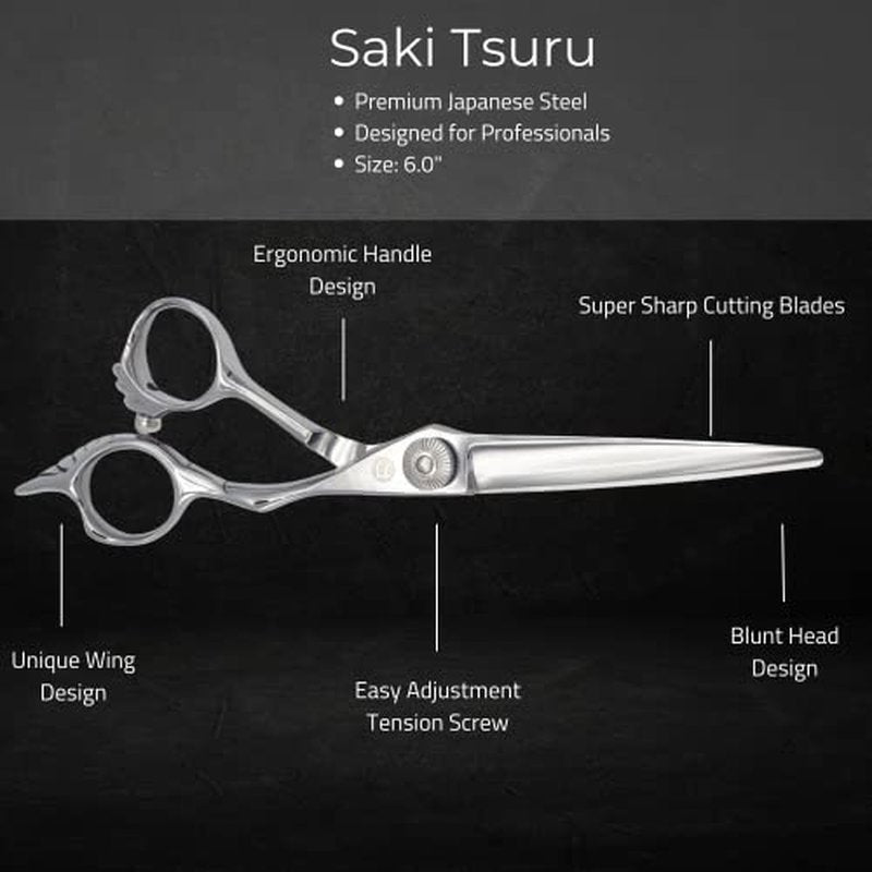 Saki Shears Tsuru 6" Hair Cutting Scissors - Japanese Steel