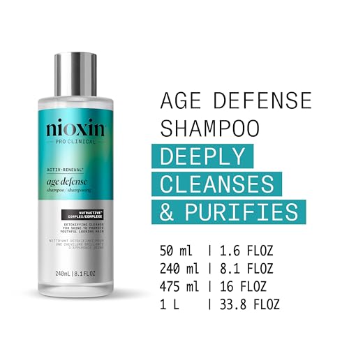 Nioxin Age Defense Shampoo for Aging Hair | Detox Scalp Cleanser with Niacinamide | Deeply Cleanses & Purifies Scalp & Hair | Paraben, Sulfate & Silicone-Free | Daily Use