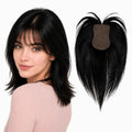 Human Hair Bangs with Adhesive for Women - Trimmable, 10-Inch